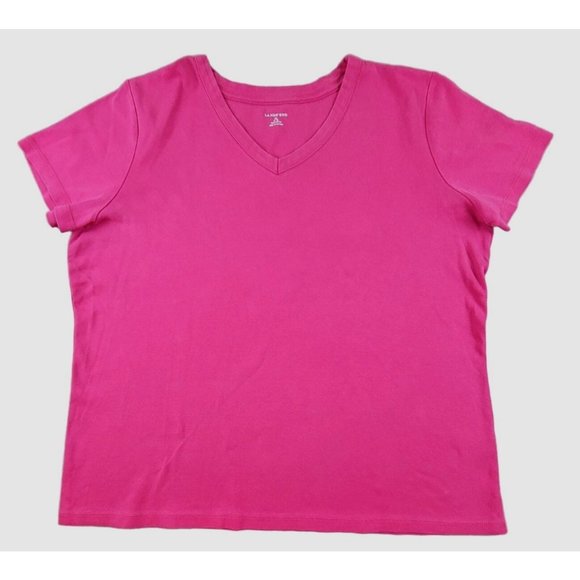 Land's End Women's V Neck Bright Pink Knit Top size XL ... JH1263 - Picture 1 of 3